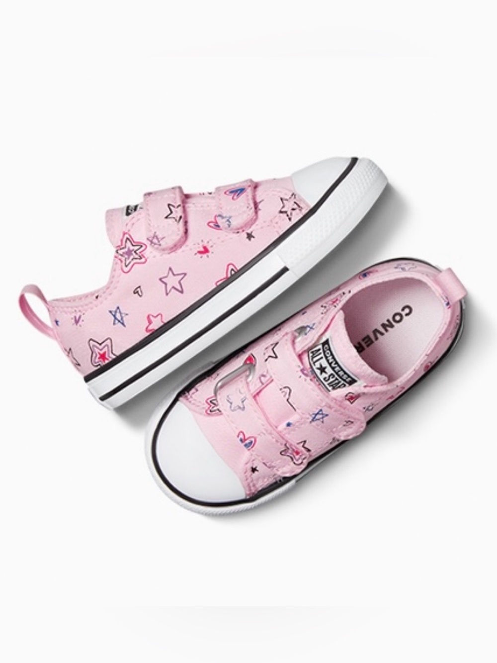 Converse Chuck Taylor All Star Doodles Sneaker Pink Strap Up Shoe Toddler 7